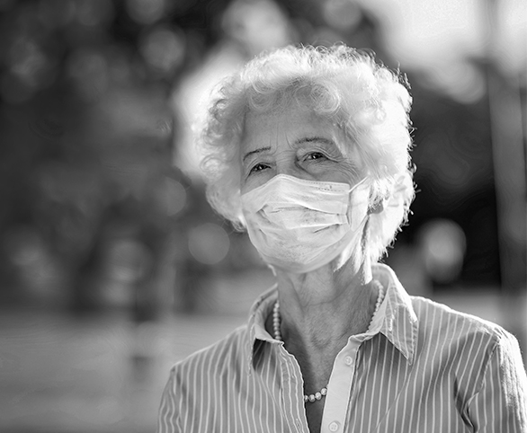 Senior woman wearing face mask